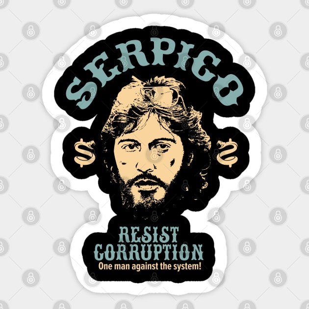 Serpico - Defying Corruption - Vintage Al Pacino T-Shirt Design Sticker by Boogosh